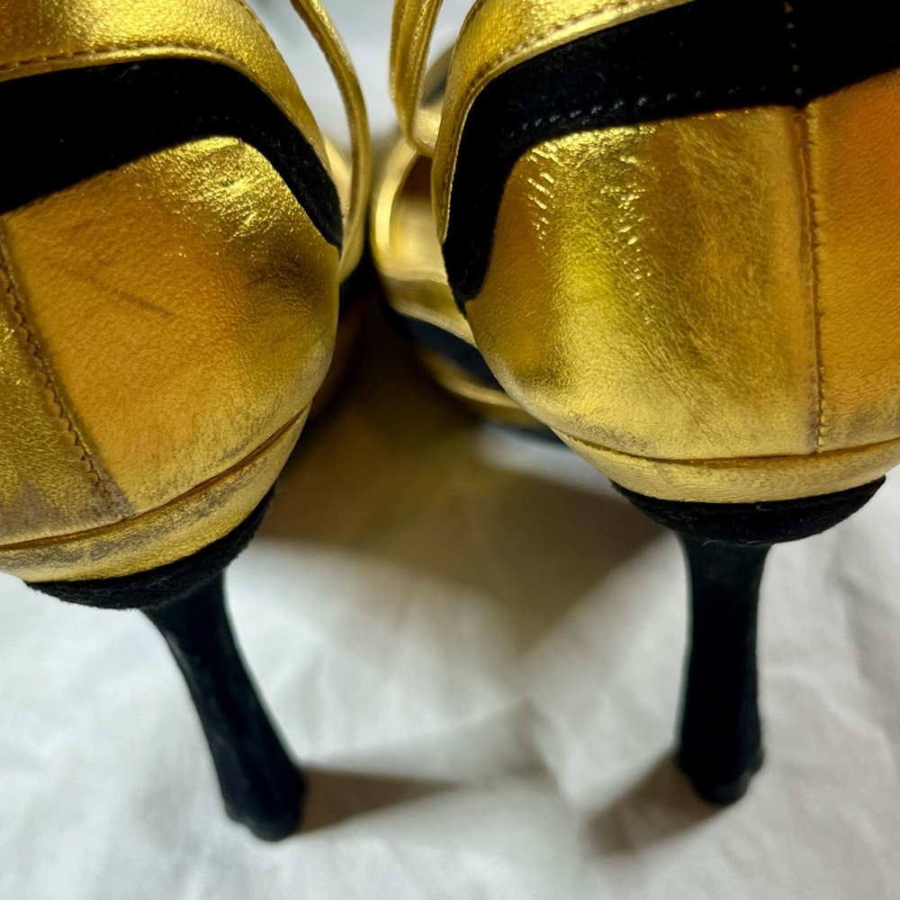 Prada 2008 Gold and Black Heels - Picture 6 of 8